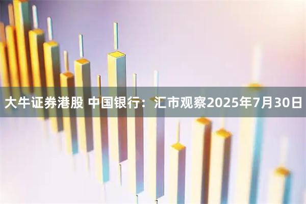 大牛证券港股 中国银行:汇市观察2025年7月30日