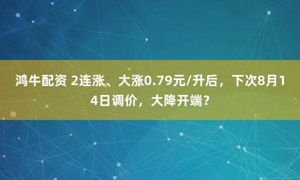 鸿牛配资 2连涨、大涨0.79元/升后，下次8月14日调价，大降开端？